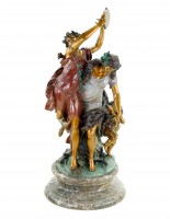 Bacchanal According to Clodion - Signed Bronze Statue in Rococo Style