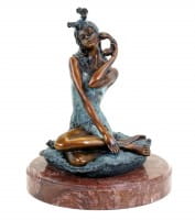 Erotic Bronze Figurine - Sexy Girl Sarah on the Phone - Signed Milo