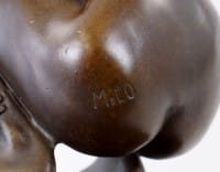 Erotic Nude Bronze Figurine - The Squatting Woman - sign. Milo