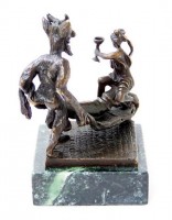 Erotic Vienna Bronze - Devil and virgin with barrow, Bergmann