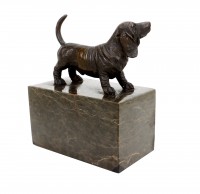 English Hound - Basset Hound Figurine - Signed Milo - Bronze Statues for Sale