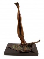 Erotic Female Nude - Bronze on Marble - signed by J. Patoue