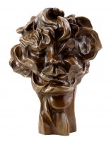 Cubistic bronze head - Viki (1912/13) - sign. Otto Gutfreund