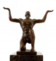 Bronze Sculpture - Kneeling Adonis - signed - Milo