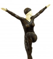 Tall Art Deco Sculpture - Female Dancer on Marble - Chiparus