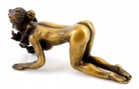 Bronze Figure - Faun seduces a Maid - Bergmann-stamp - 2 pieces