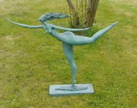 Big Futuristic Bronze Sculpture - Walking Female Nude - signed Milo Big Futuristic Bronze Sculpture - Walking Female Nude - signed Milo