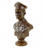 Erwin Rommel - Bronze Bust Desert Fox - signed Lederer 2. World War