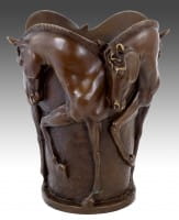 Horse Bronze Statue - Horse Bronze Vase - signed Milo