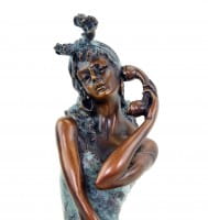 Erotic Bronze Figurine - Sexy Girl Sarah on the Phone - Signed Milo