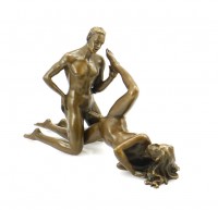 Erotic Bronze &quot;Lustful Lovers Having Sex&quot; 2 pieces, sign. J.Pato