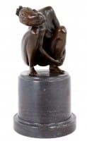 Erotic Nude Bronze Figurine - The Squatting Woman - sign. Milo