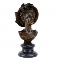 Bronze Portrait Bust - Art Nouveau Lady - Sign. Carrier-Belleuse