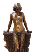 Art Deco Bronze Egyptian Girl on Marblebase signed Milo