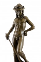 Mythology Bronze statue - Donatello's David - signed Donatello