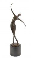 Modern Bronze Figure - Abstract Dancer on Black Marble - Milo