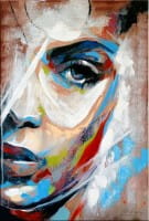 Le visage de femme II - Abstract Acrylic Portrait