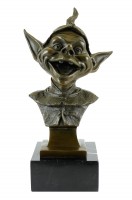 Bronze Head of Garden Gnomes - signed by Juno - Marble Base