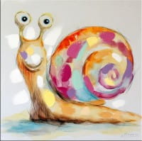 Modern Art - Cute Snail - Acrylic Painting on Canvas