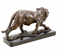 Limited Bronze Animal Figurines - Walking Lion - Signed Bugatti