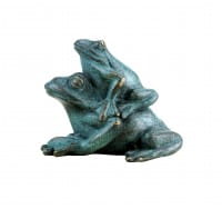 Bronze Frog Couple - Animal Figurine - Green Patina - Signed Milo
