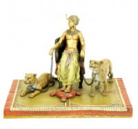 Erotic Nude - Pharaoh with Lionesses - Bergmann - Carpet Bronze
