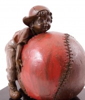 Bronze Statuette - Boy with Baseball - sign. M. Klein