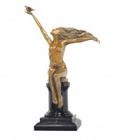 Art Deco Bronze &quot;The Carrier Pigeon&quot; signed A. Gennarelli