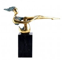 Modern Art - The Sitting One - Contemporary Bronze Figurine by Nick
