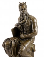 Bronze Figure - The Moses of Michelangelo - signed Michelangelo