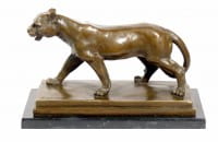 Superb bronze animal sculpture - Walking Panther - signed Barye