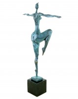 Modern Art Nude Bronze on Marbelbase - Abstract Statue signed Milo