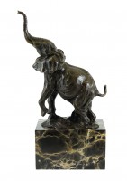 Bronze Statue on Marble - Jumping Elephant - signed by Milo