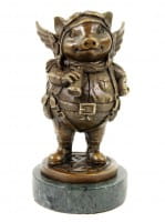 Limited Steampunk Pig - Bronze Statue Pilot by Martin Klein