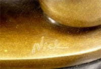 Erotic Bronze- naked girl lying on huge penis- signed M. Nick