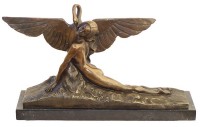 Art Deco Bronze Statue - Leda and Swan - A. Gennarelli