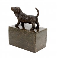 English Hound - Basset Hound Figurine - Signed Milo - Bronze Statues for Sale