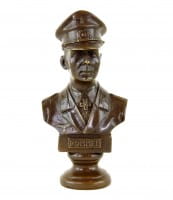 Erwin Rommel - Bronze Bust Desert Fox - signed Lederer 2. World War