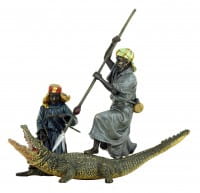 Hand painted Vienna Bronze - Arabian Crocodile Hunters - Bergmann