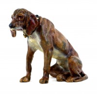 Vienna Bronze Dog - Sitting Hound - Dog Sculpture - Bergmann Stamp