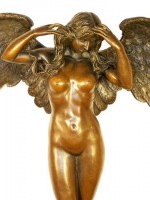 Large Erotic Angel Woman on Marble Base signed A.A. Weinman