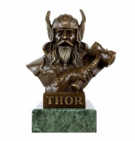 Thor bronze Bust - God of Thunder - Bronze Viking Figurine - signed