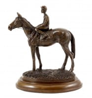 Bronze figure - Jockey / Bronze Horse - sign. Milo