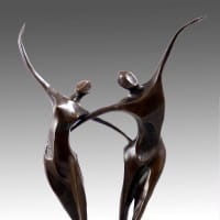 Modern Art Bronze - Two Abstract Dancers - signed by Milo