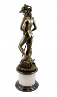 Mythology Bronze statue - Donatello's David - signed Donatello