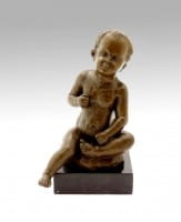 Wilhelm Lehmbruck Bronze - Sitting Boy - signed 1910