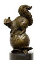 Modern Art Animal Bronze - Squirrel with Nut - signed Milo