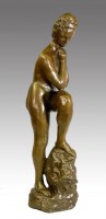 Modern Art Bronze by Wilhelm Lehmbruck - Girl with leaning leg