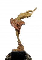 Coloured Art Deco Bronze Sculpture - signed - F. Preiss