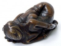 Erotic bondage Bronze, gagged nude woman, SM - signed by Milo
